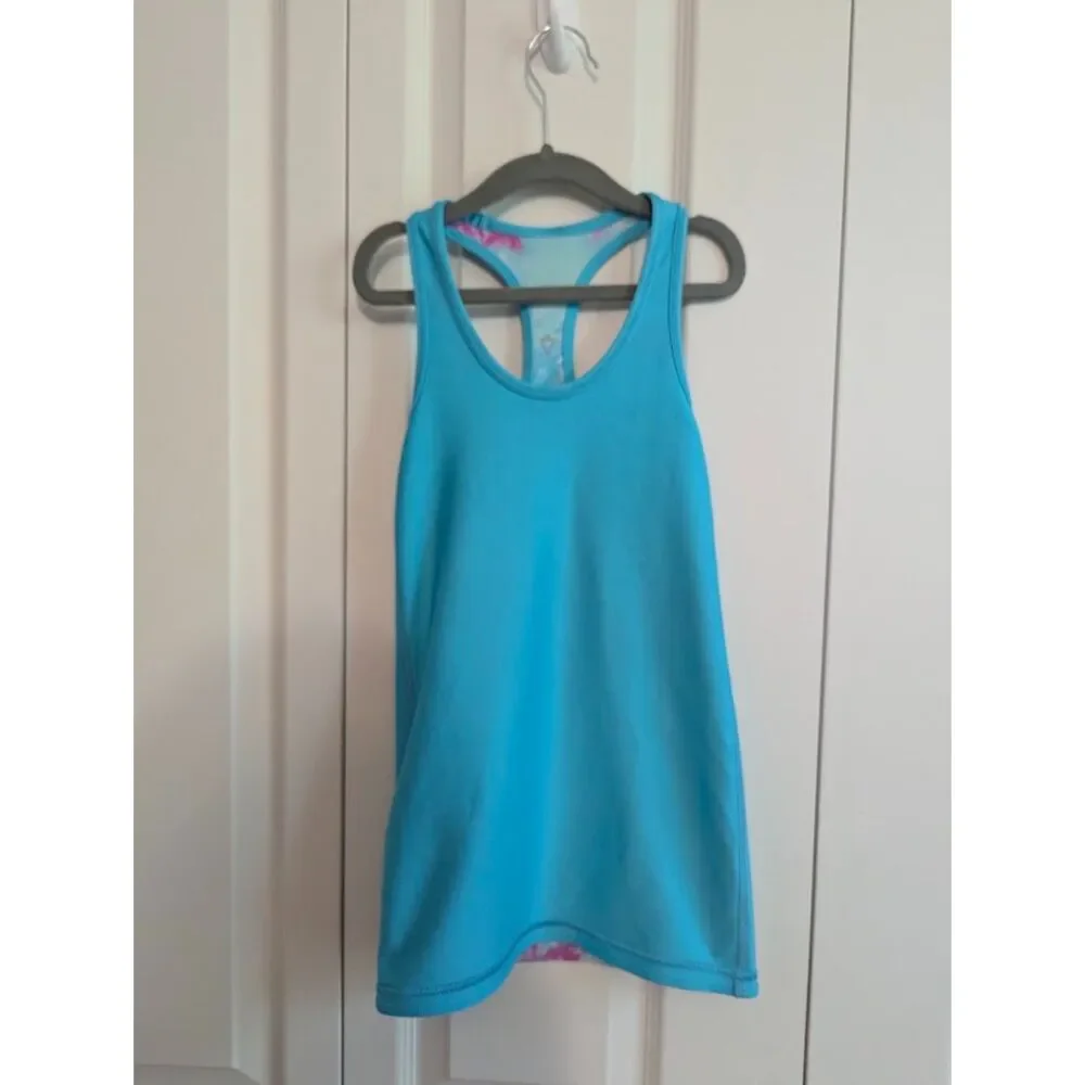 NWT Ivivva by Lululemon Tank (reversible) and Leggings set top 8 10 Girls blue